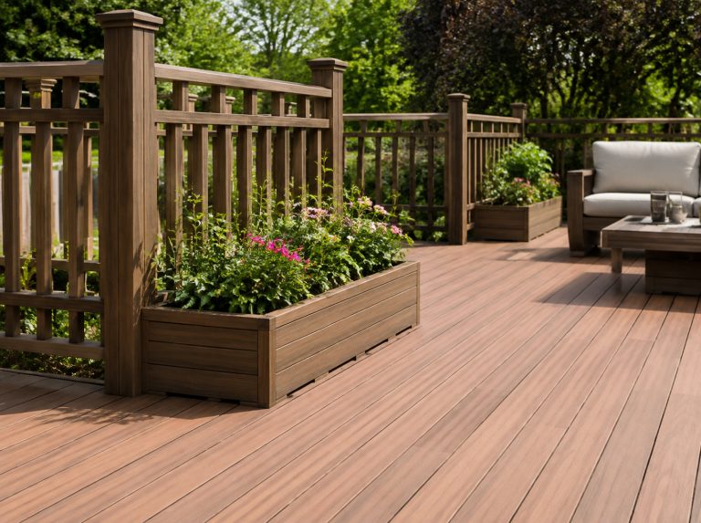 户外塑木地板与景观围栏